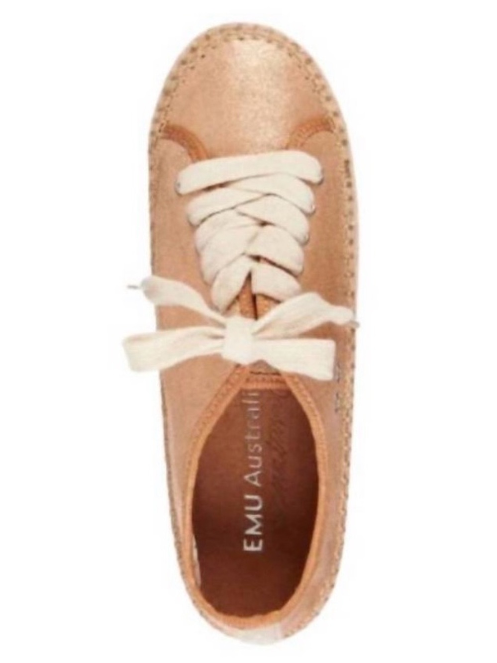 Emu Australia Metallic Rose Gold Espadrille Sneaker with Cream Laces Size 8 NWOT